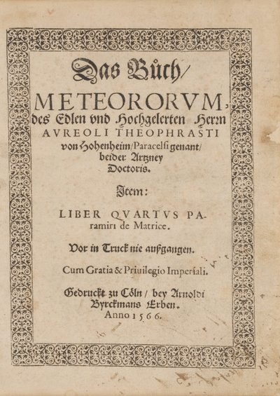 Cover of Das Buoch, meteororum. Liber quartus paramiri de matrice