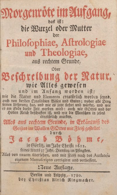 Cover of Morgenröte im Aufgang, das ist: die Wurzel oder Mutter der Philosophiae, Astrolgiae und Theologiae