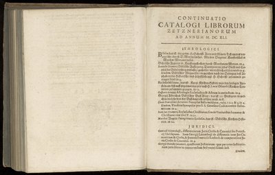 Cover of Continuatio Catalogi librorum Zetznerianorum ad annum 1641