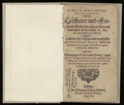 Cover of Aperta arca arcani artificiosissimi. Das ist: eröffneter und offenstehender Kasten