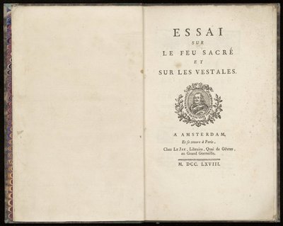 Cover of Essai sur le feu sacré et sur les Vestales