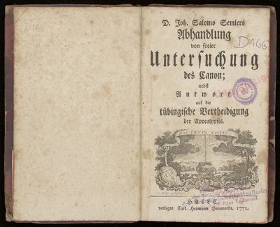 Cover of Abhandlung von freier Untersuchung des Canon