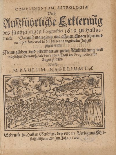 Cover of Complementum astrologiae und auszführliche Erklerung des fünffjährigen Prognostici 1619 zu Hall gedruckt